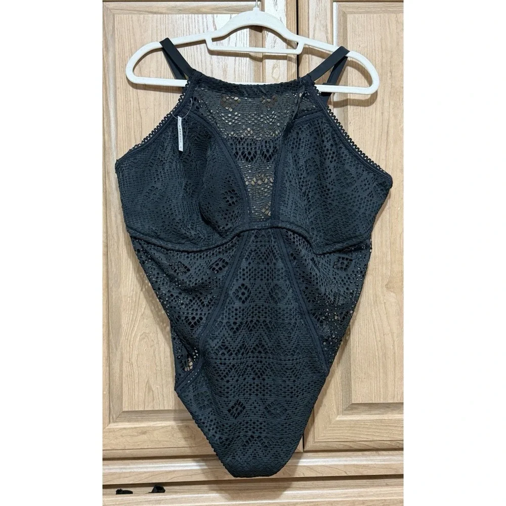 Adore Me Women's Margaret One-Piece Swimsuit in black crochet lace Size 4X